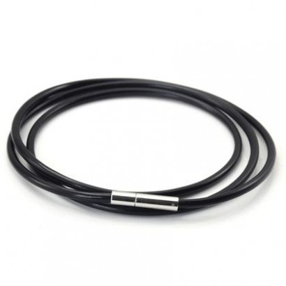 Kaučuková šňůrka na krk černá tl. 3 mm (55 cm)