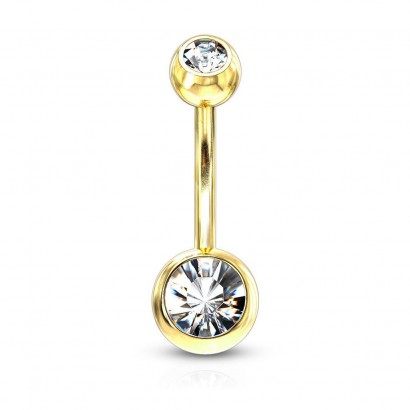 Pozlacený piercing do pupíku - banánek (čirá)