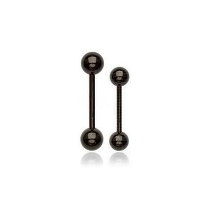 Černý piercing - činka (1,2 x 6 mm, 3 mm kuličky)