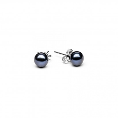 Perlové náušnice – černé přírodní perly 6,5-7 mm