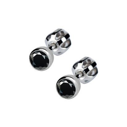 Stříbrné náušnice s černými kamínky 4 mm