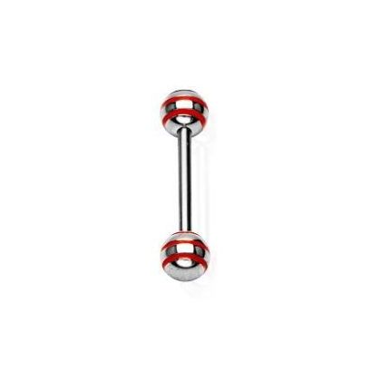 Piercing do jazyka - červené pruhy